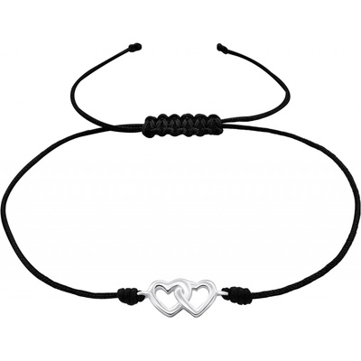 Majya náramek černý s přívěskem SPOJENÁ SRDCE 10585