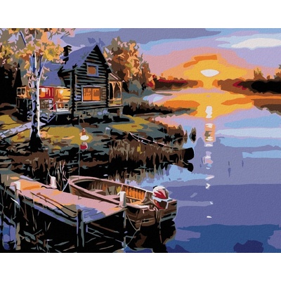 zuty Malování podle čísel Západ slunce nad jezerem 100 x 80 cm vypnuté plátno na rám