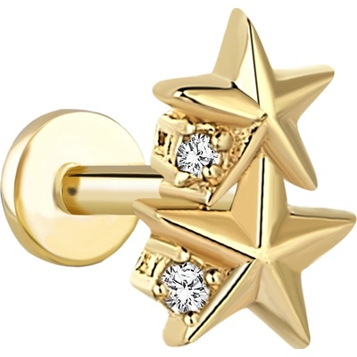 Lillian Vassago Zlatý piercing labreta hvězdy se zirkony LLV92-GPI035LB