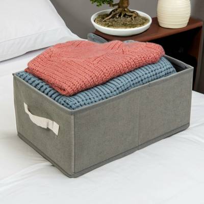 HomeShopXL Úložný box z látky 38,5 x 24 x 16,5 cm sivý