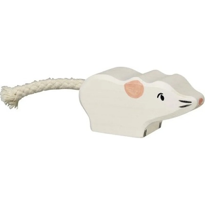 Holztiger Дървена фигурка Holztiger - Мишле, бяло (80541)