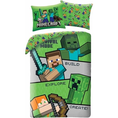Halantex Obojstranné obliečky z mikrovlákna Survival Mode Minecraft 70x90 140x200
