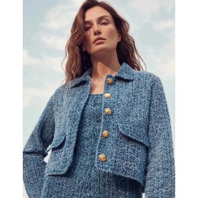 Marks & Spencer Съкратено дънково яке с текстура Marks & Spencer военноморска синя Marks & Spencer | Sin | ЖЕНИ | 8