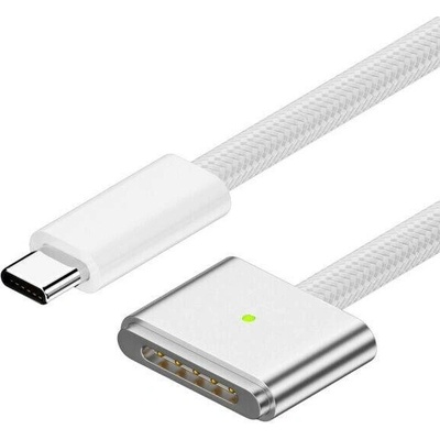 AppleKing d038 opletený nabíjecí USB-C na MagSafe 3 pro MacBook 2m bílý