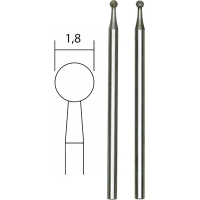 diamantové stopkové brousky koule 1,8 mm 2 ks Proxxon 28222