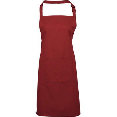 Premier Zástěra Colours PR 154 s laclem a kapsou na břiše COT-39015437099 Burgundová