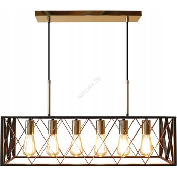 Auhilon Пендел FRAME 6xE27/60W/230V черен/златист (AU0237)