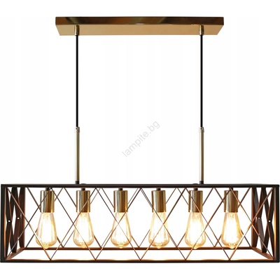 Auhilon Пендел FRAME 6xE27/60W/230V черен/златист (AU0237)
