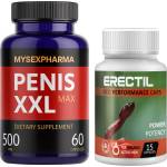  Еректил - Erectil 15 капсули за ерекция + Хапчета за уголемяване на пениса Penis XXL Max