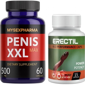  Еректил - Erectil 15 капсули за ерекция + Хапчета за уголемяване на пениса Penis XXL Max