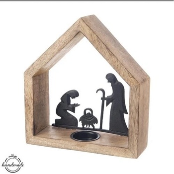 Orion Svietnik z mangového dreva Betlehem 20 x 6,5 x 22 cm