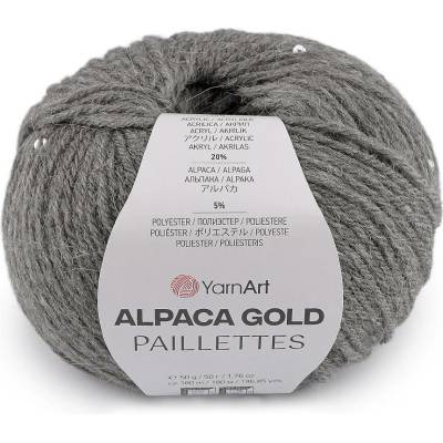 Pletací příze Alpaca Gold s flitry 50 g Varianta: 7 (9304) šedá, Balení: 1 ks