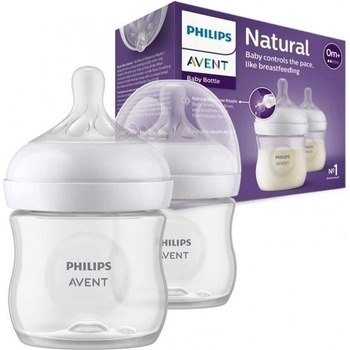 Avent láhve Natural Response průhledná dudlík s ventilem AirFree 2 ks 125 ml