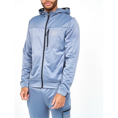 Crosshatch Zip Thru Tracktop - Steel Blue