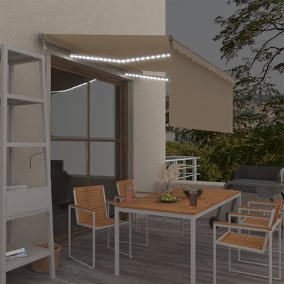 vidaXL Automatická markýza roleta LED a senzor větru 3x2,5 m krémová