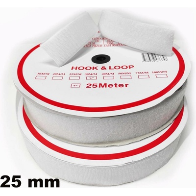 Pásek na suchý zip našívací Háček a Smyčka set bílý 25 mm x 25 bm