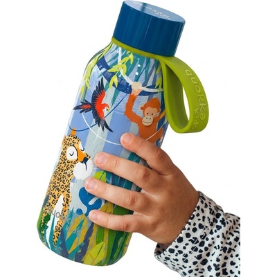 Quokka Solid Kids s popruhem Nerezová termoláhev 330 ml s popruhem Jungle