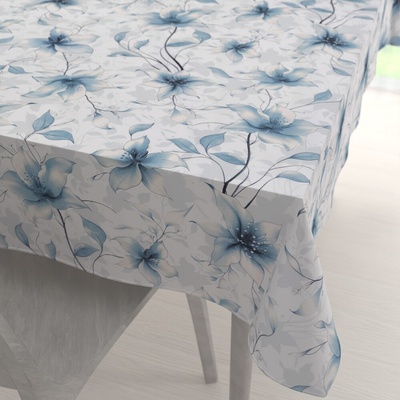 Biante bavlna obdĺžnikový obrus Sandra SA-737 Modro-sivé kvety vanilky na bielom 50x100 cm