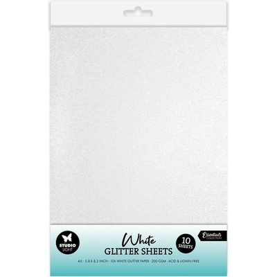Třpytivé papíry Studio Light, A5, 10 l. - bílé