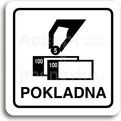ACCEPT Piktogram pokladna - bílá tabulka - černý tisk