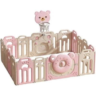 Feelkids Бебешка ограда Feelkids - Розово мече, с баскетболен кош, 123 x 163 cm (FQ-WL-QD085-P)