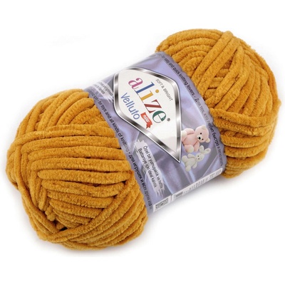Pletací žinylková příze Alize Velluto 100 g Varianta: 13 (002) hořčicová, Balení: 1 ks