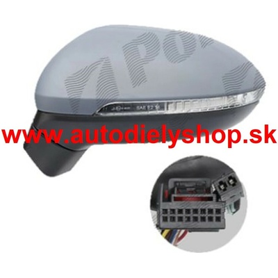 VW PASSAT "B8" 11/2014- ľavé spätné zrkadlo /s postranným asistentom +osvetlenie