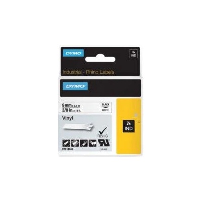 páska DYMO 18443 PROFI D1 RHINO Black On White Vinyl Tape (9mm) (S0718580)