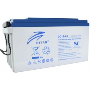 Ritar Оловна AGM Deep cycle батерия RITAR (DC12-65), 12V, 65Ah, 350 / 167 /182 mm F5/M8 / F11/M6, За соларни системи (RITAR-DC12-65) - zettabytex