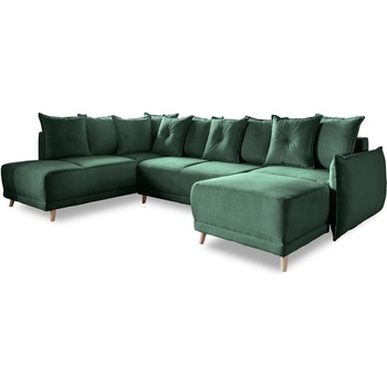 Miuform Ъглов разтегателен диван от зелен велур (ляв ъгъл/"U") Lazy Lukka - Miuform (1836ON35)