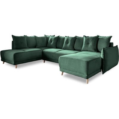Miuform Ъглов разтегателен диван от зелен велур (ляв ъгъл/"U") Lazy Lukka - Miuform (1836ON35)