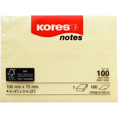 Samolepící bločky žluté 100x75 / 100 lístků v bločku