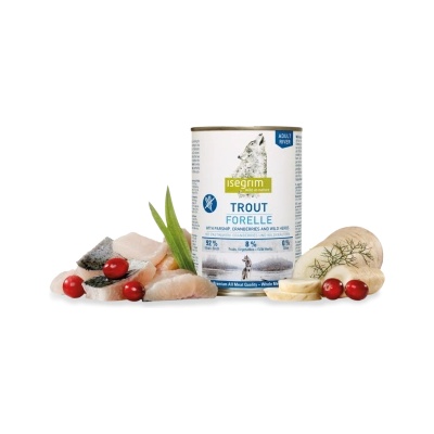 isegrim консерва с пъстърва, пащърнак и червени боровинки 800gr