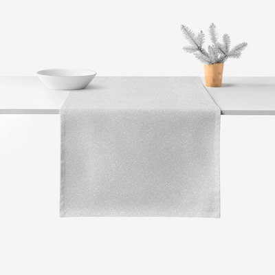 Goldea exkluzívny vianočný behúň strieborný s trblietkami 20x120cm