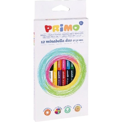 Primo Цветни моливи PRIMO Minabella duo шестоъгълни с двоен край 12 броя 24 цвята 5220DUO12 (5220DUO12)