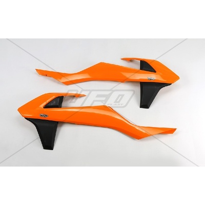 UFO kryty chladiče KTM SX/SXF 16-18 (kromě SX 250 16), EXC/EXCF TPI 17-19, barva OEM (oranžová/černá)