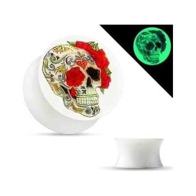 Šperky4U akylátový plug lebka fosforeskující PL01184-12