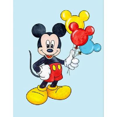 1x Mickey Mouse – s balónky na modrém pozadí – obdélníkový jedlý papír na dort – Hledejceny.cz