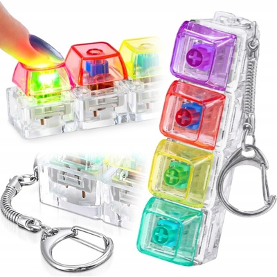 Přívěsek na klíče Fidget keyboard LED klávesnice 4 barevná tlačítka
