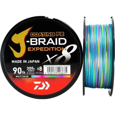 Daiwa Pletená Šnúra J-Braid X8 Expedition Multicolor 300m 0,10mm/6,9kg