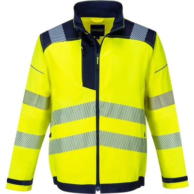 Portwest T500 HI VIS reflexná bunda PW3 Fluorescenčno žltá Námornícka modrá
