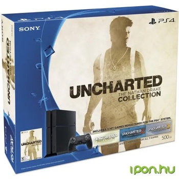 Sony PlayStation 4 Jet Black 500GB (PS4 500GB) + Uncharted The Nathan Drake Collection