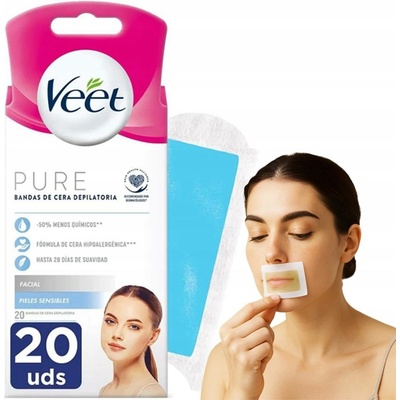 Veet Pure DEPILAČNÍ PÁSKY NA OBLIČEJ pro citlivou pleť 40 ks