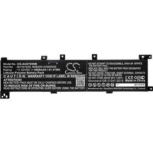 Cameron Sino Батерия за лаптоп ASUS A705QA, VIVOBOOK F705UV-BX186T, VIVOBOOK F705UV-BX186T, B31N1635 LIPo 11, 52V 3600 mAh CAMERON SINO (CS-AUX705NB) - pcbuild