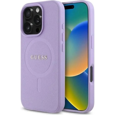 GUESS Калъф Guess Saffiano MagSafe за iPhone 16 Pro Max - лилав (3666339346294)