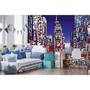 DIMEX ART Самозалепваща се флизелинова фототапета цветен таймс скуеър 375 x 250 см