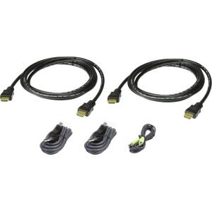 ATEN 2L-7D02UHX5 USB HDMI Dual Display Secure KVM Cable Kit 1, 8 m Black (2L-7D02UHX5)