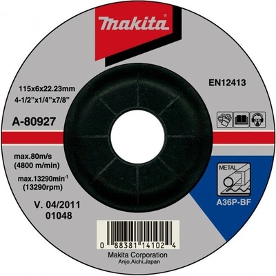 MAKITA A-80927 Brúsny kot.na oceľ 115 x 6 x 22mm