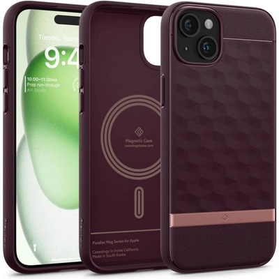 Spigen Magsafe Калъф за iPhone 15, Spigen Caseology Parallax, Бордо (ACS06820)