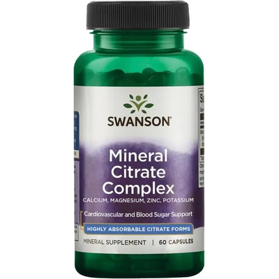 Swanson Mineral Citrate Complex Vápnik horčík zinok draslík 60 kapsúl